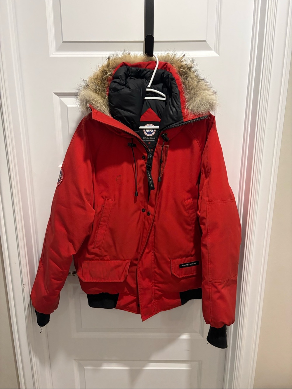 Canada Goose Red and Black Insulated Parka Interior Label